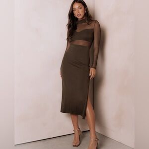 NWT Petal + Pup Farrow Long Sleeve Midi Dress Olive Green Women’s XL